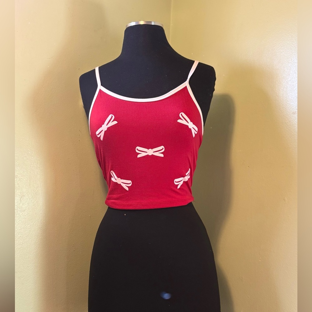 Red Bow-Embellished Women's Top bundle of two